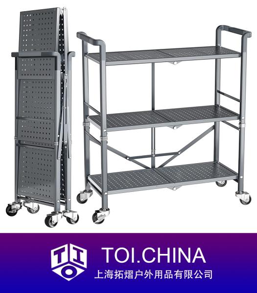 3 Tier Rolling Cart, Folding Utility Cart