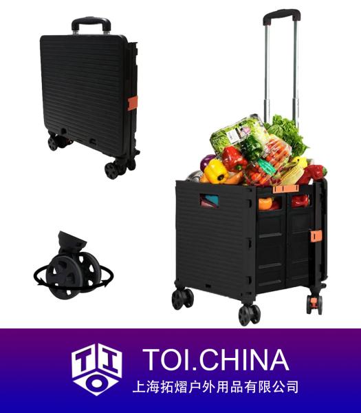 Foldable Utility Cart, Folding Portable Rolling Crate