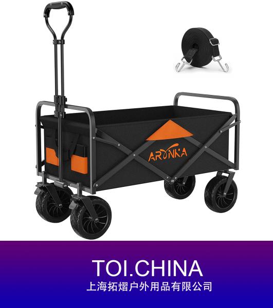 Folding Beach Wagon Cart, Heavy Duty Utility Wagon